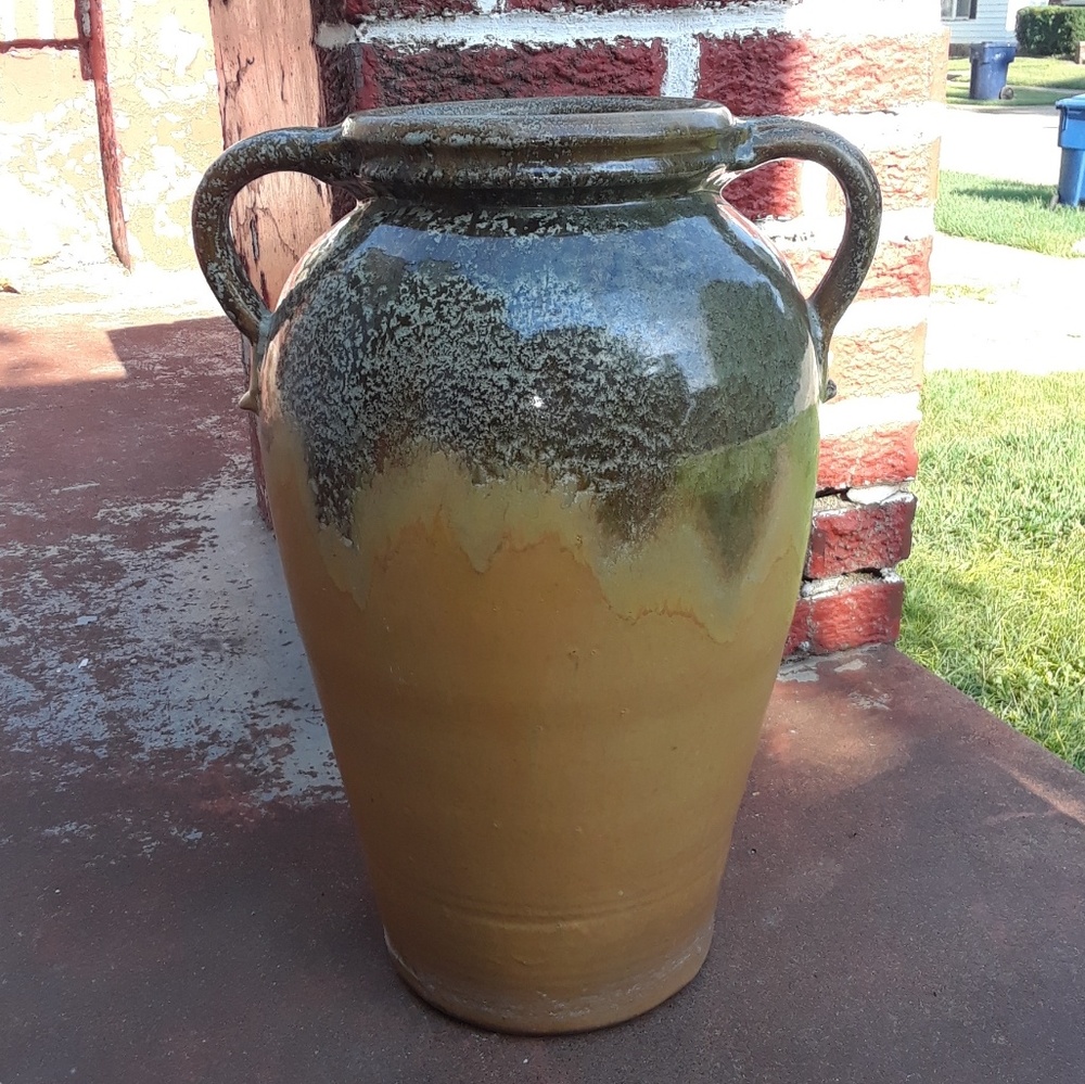 Vintage Zanesville Neptune Drip Glaze Oil Jar Vase